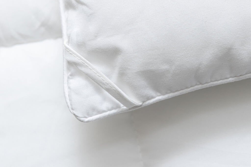 Closeup of corner loop on down alternative duvet