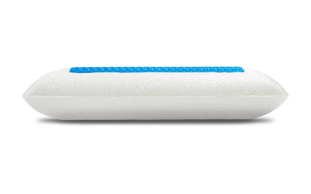 Side view of GoodMorning.com Cooling Gel Memory Foam Pillow without the cover.