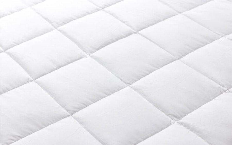 Closeup of quilted panels on down alternative duvet