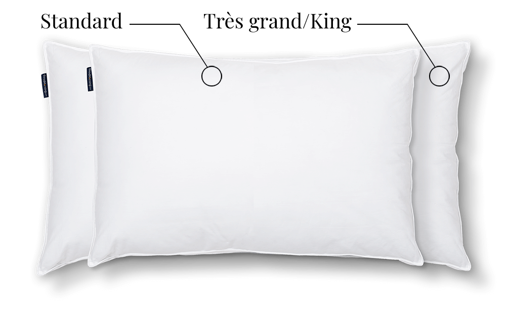Top view showing the two available sizes of Microfiber Pillow: Standard and King