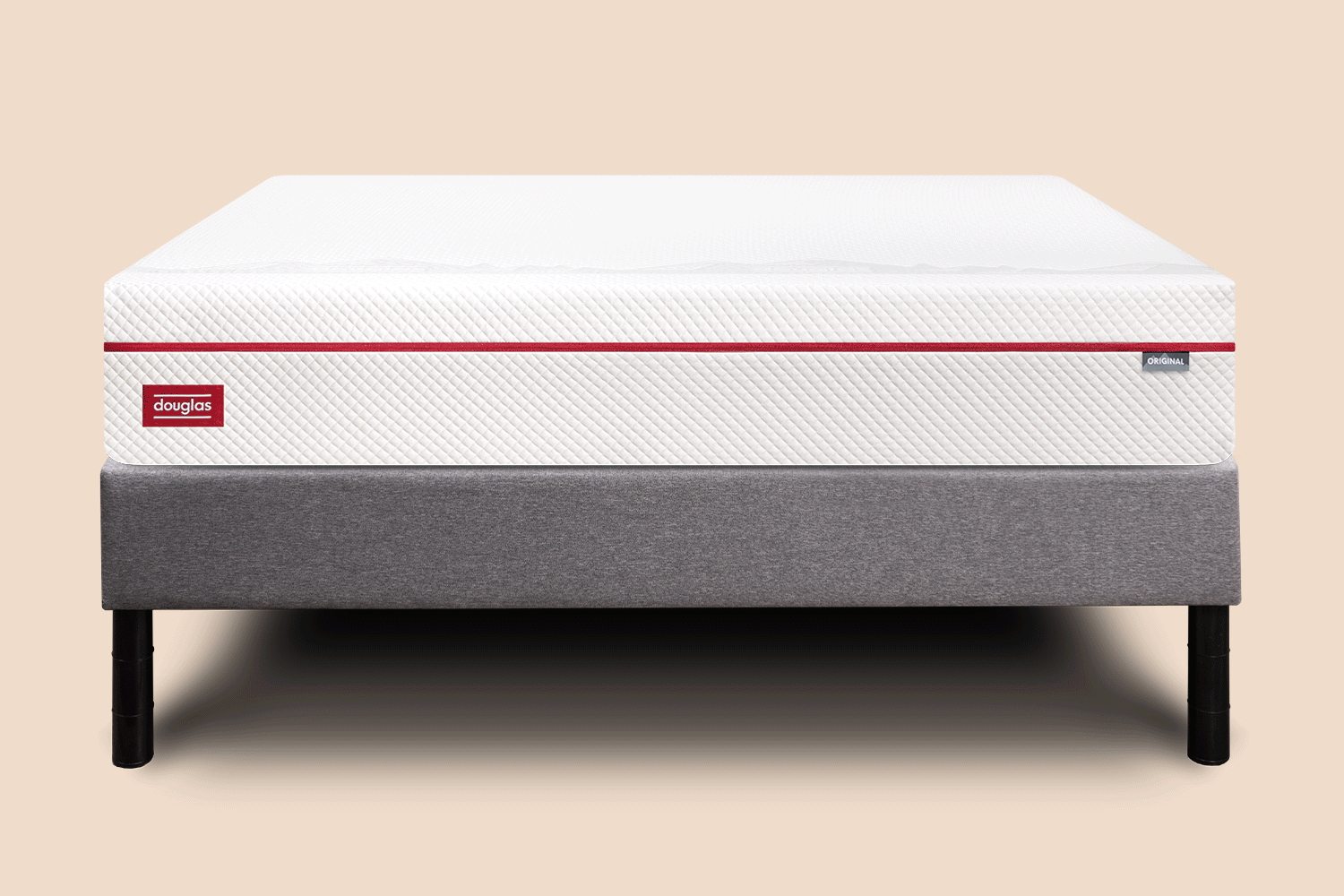 Platform Bed with different mattresses: Douglas cooling gel foam, Juno value foam, and Logan & Cove luxury hybrid