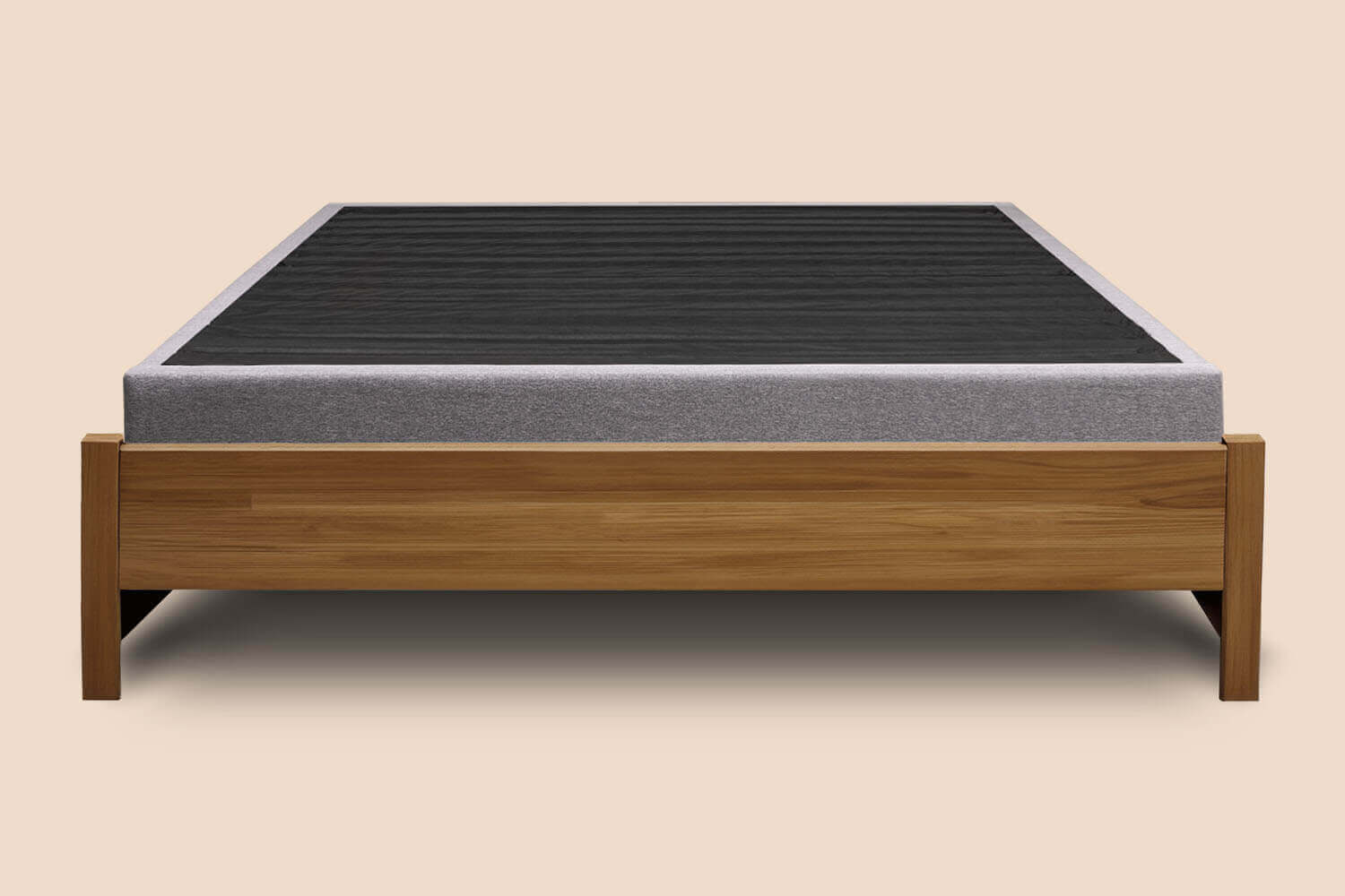 Platform Bed foundation in a decorative wood bed frame