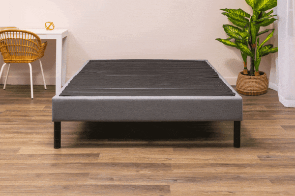 Platform Bed with upholstered slats put into place